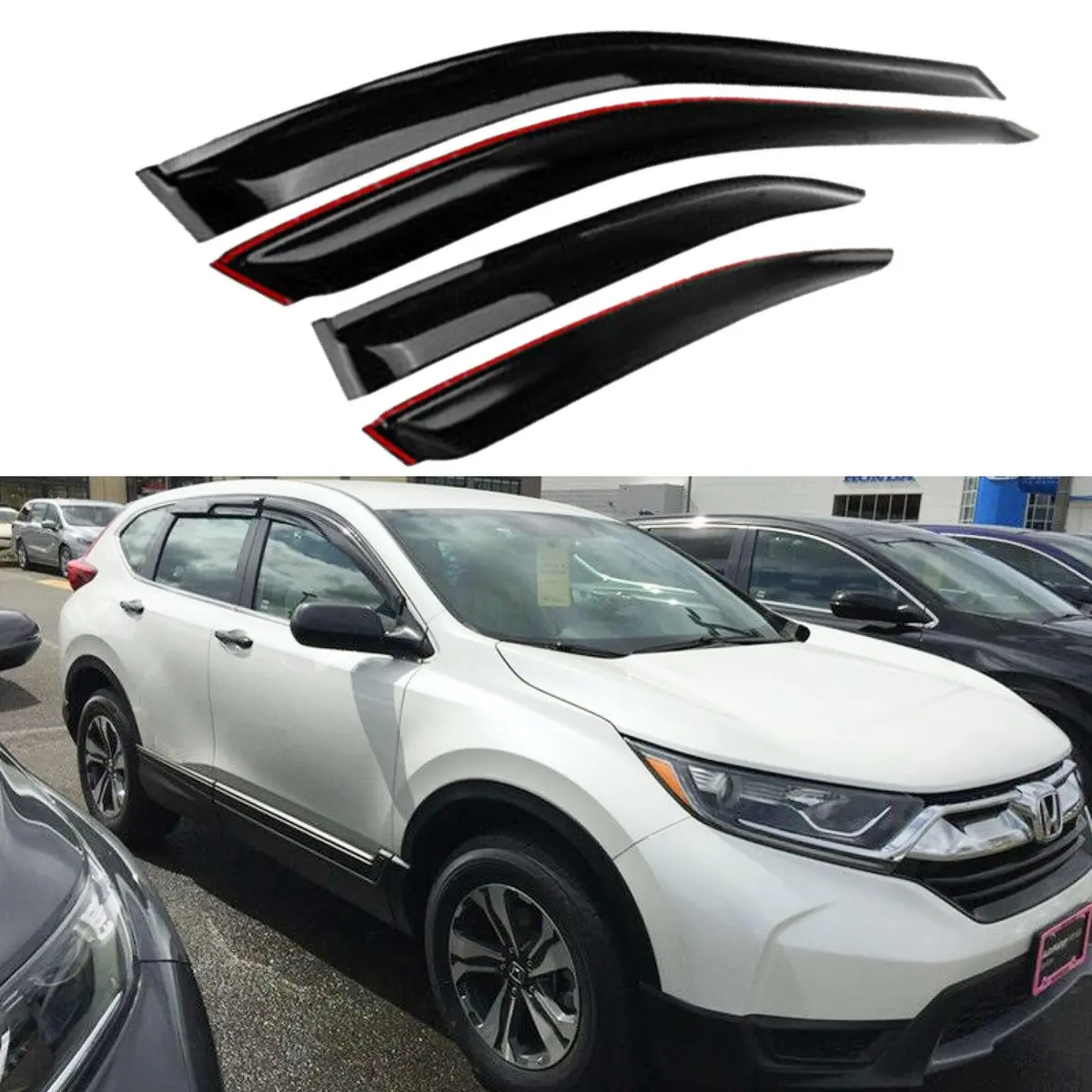 Fit 2017-2023 Honda Cr-Vcrv 3D Mugen Style Vent Window Visors Rain Sun Wind Guards Shade Deflectors 1