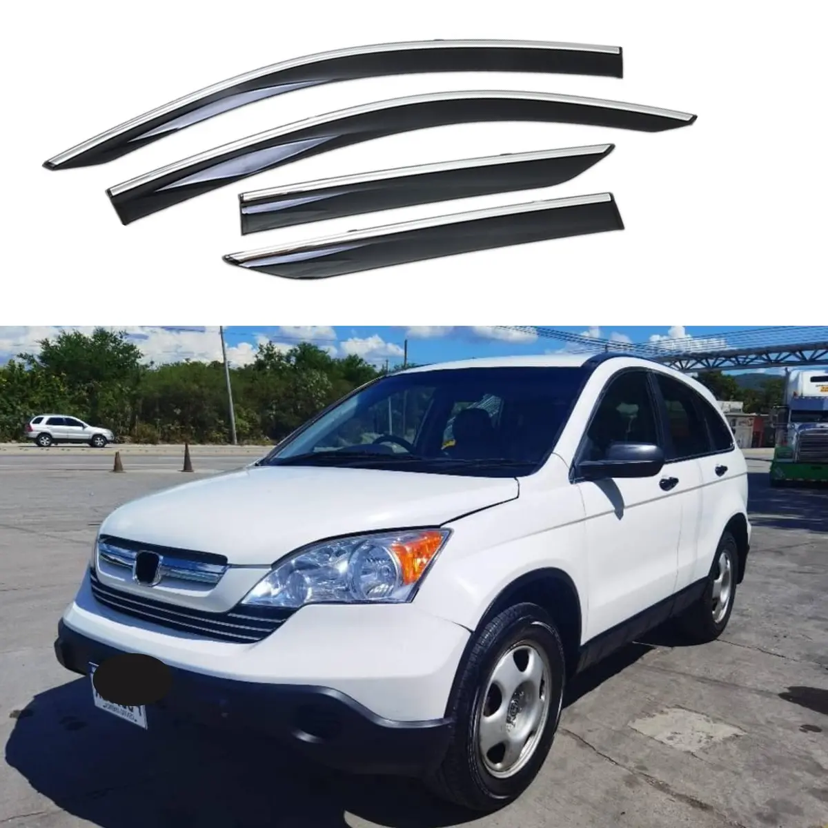 Fit 2008-2011 Honda Crv Clip-On Chrome Trim Vent Window Visors Rain Sun Wind Guards Shade Deflectors 1