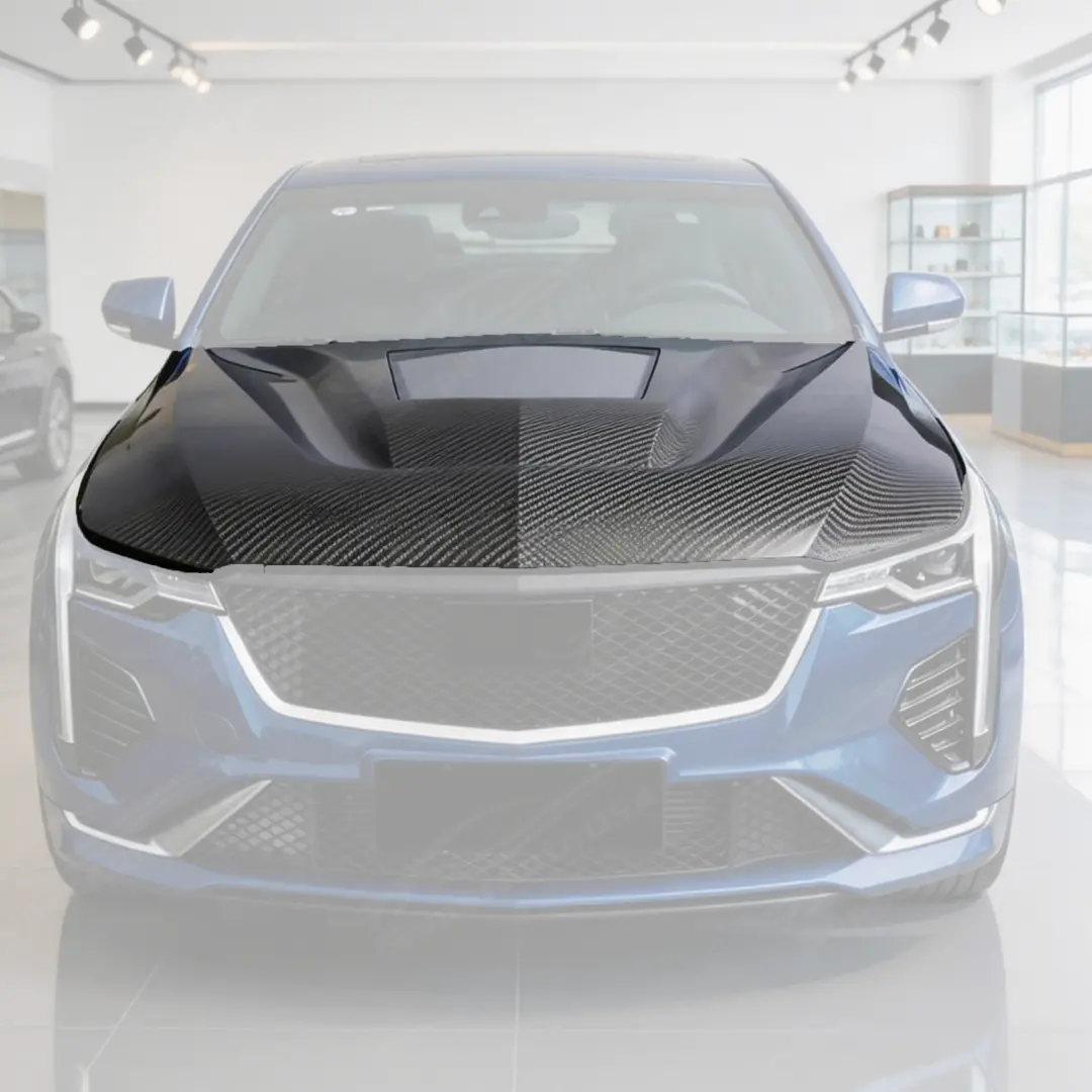 Fits 2020-2026 Cadillac Ct4 Real Carbon Fiber Front Hood 1