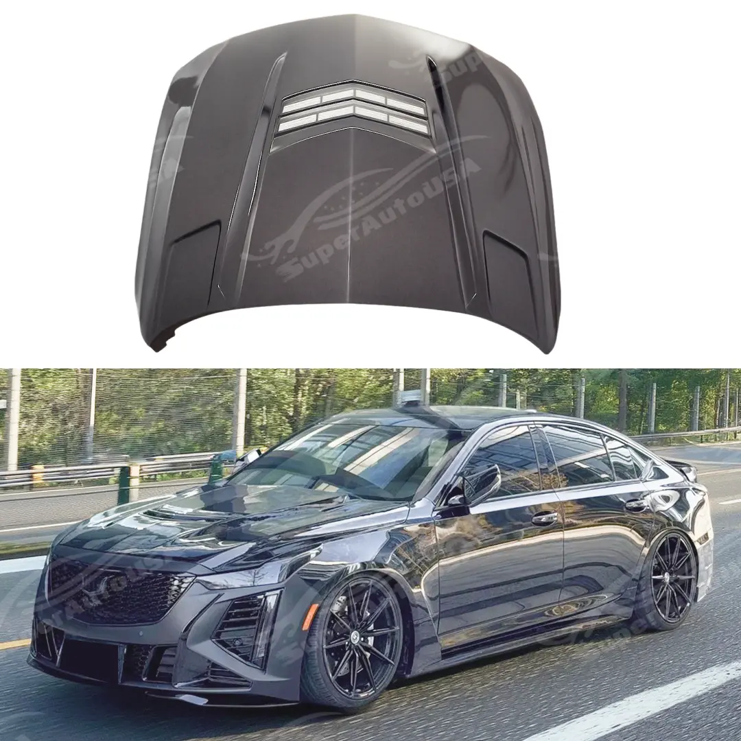 Fits 2020-2026 Cadillac Ct5 V Style Real Carbon Fiber Front Engine Hood 1