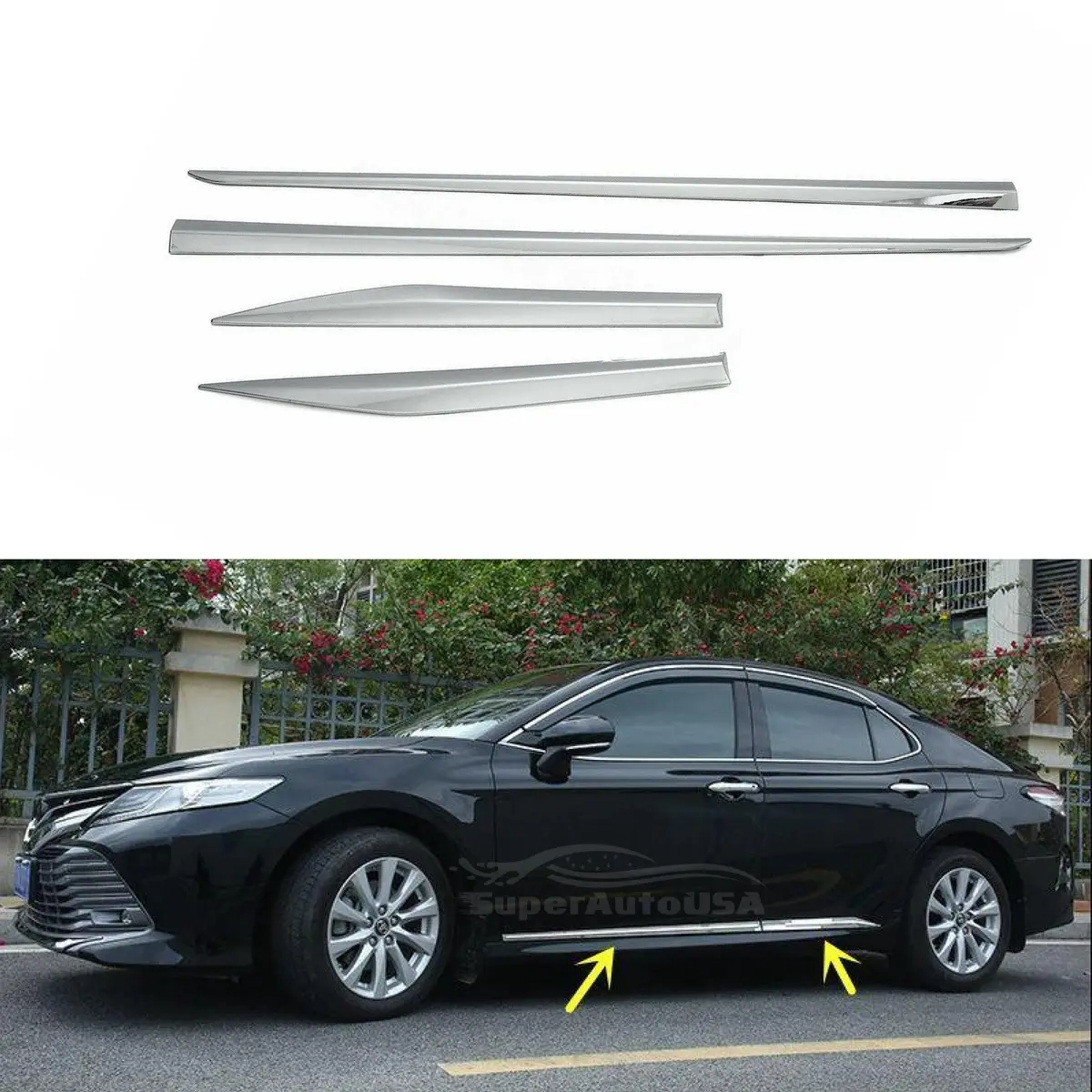 Fit 2018-2023 Toyota Camry Abs Body Side Door Molding Cover Trim Decor (Chrome) 1