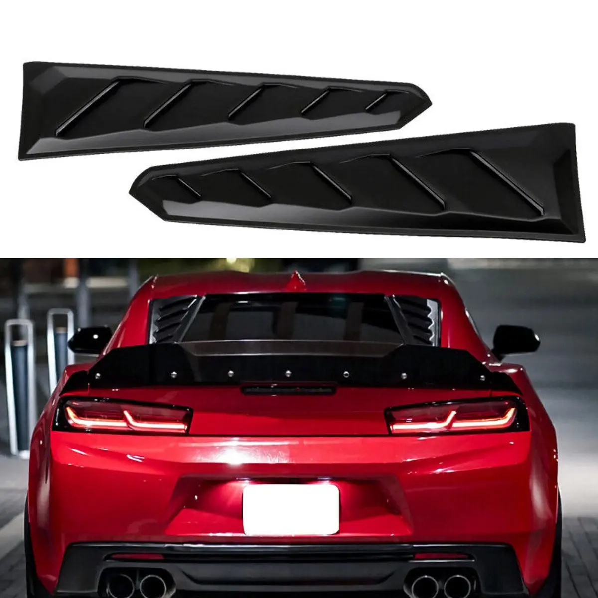 For 6Th Gen Chevy Chevrolet Camaro 2016-2023 Matte Black Sunshade Rear Window Louver 1