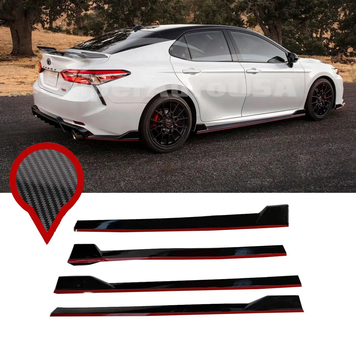 Fit 2018-2024 Toyota Camry 4 Pcs Set Side Body Skirts 2
