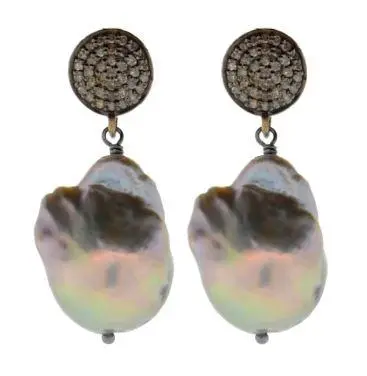 Baroque Pearl And Diamond Earrings 1