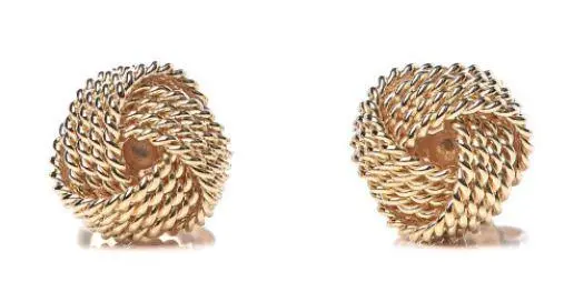 14K Yellow Gold Solid Knot Earrings 1