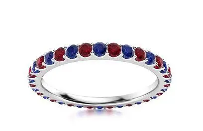 14K White Gold Ruby And Sapphire Eternity Band 1