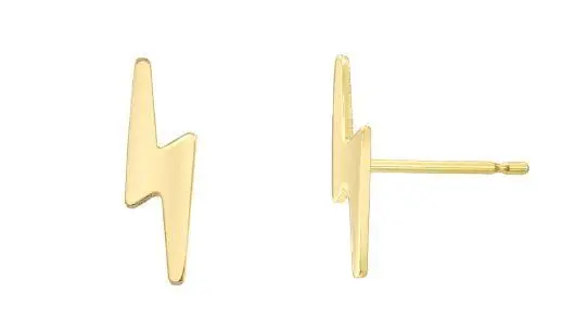 14K Yellow Gold Lighting Bolt Earrings 1