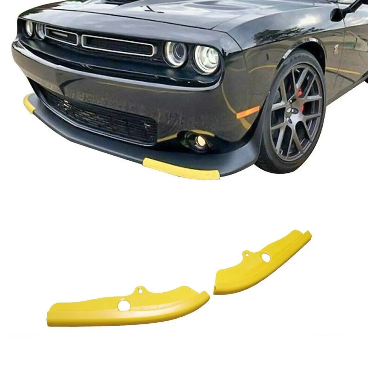 Fit 2015-2020 Dodge Challenger R/T Scat Pack Front Bumper Lip Splitter Protector (Yellow) 1