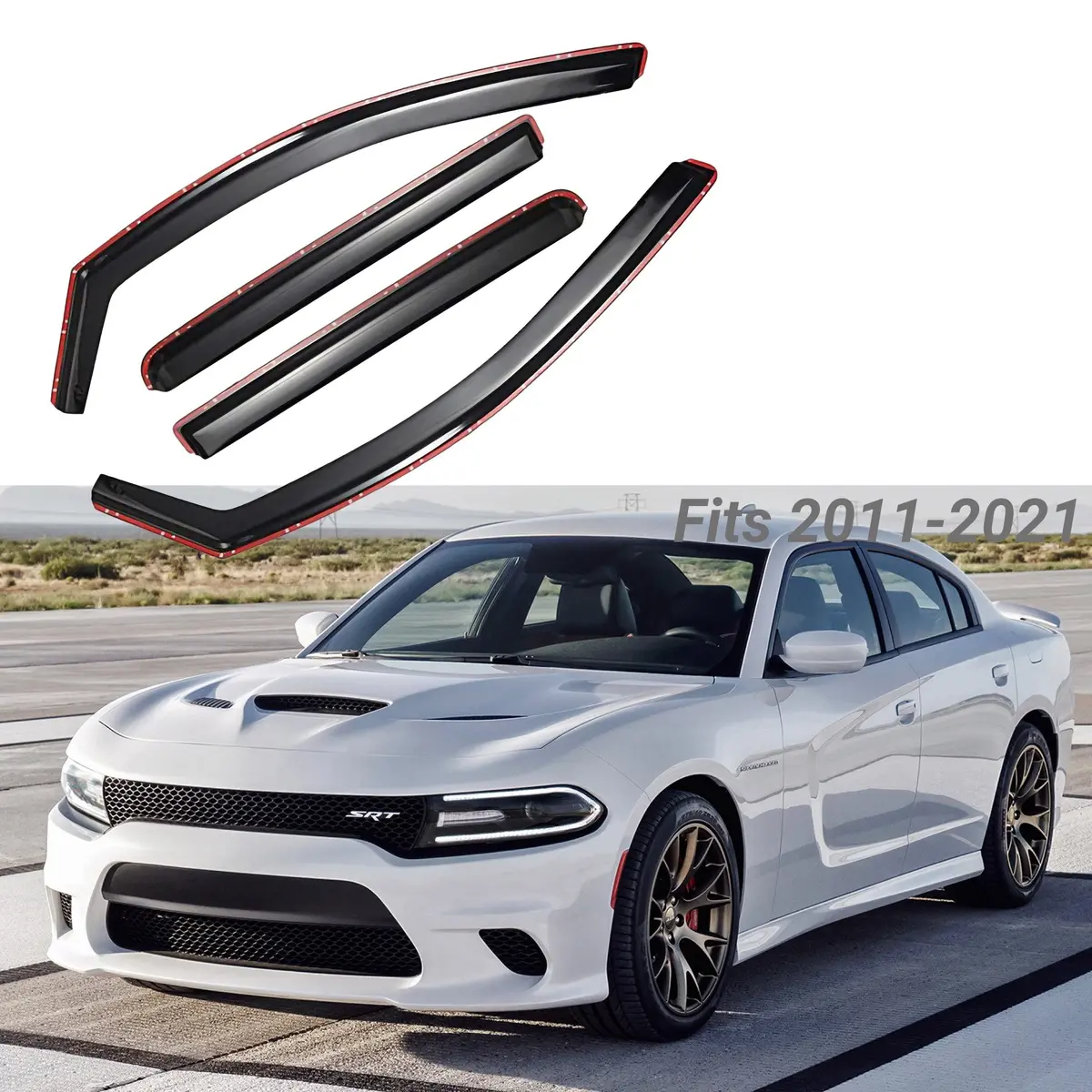 Fit 2011-2021 Dodge Charger In-Channel Vent Window Visors Rain Sun Wind Guards Shade Deflectors 1