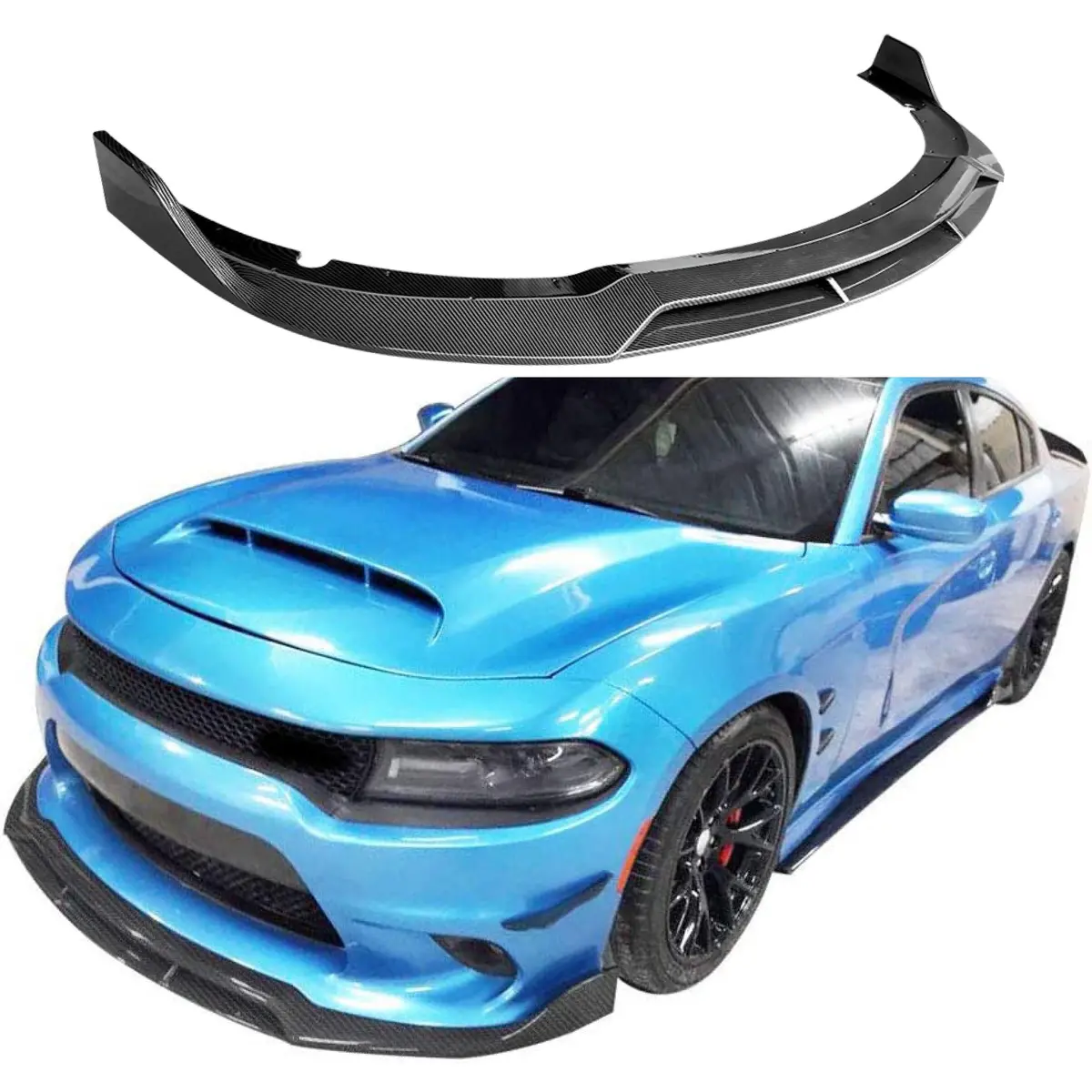Fits Dodge Charger 2015-2023 Srt Rt Carbon Fiber Print Front Bumper Lip Spoiler 1