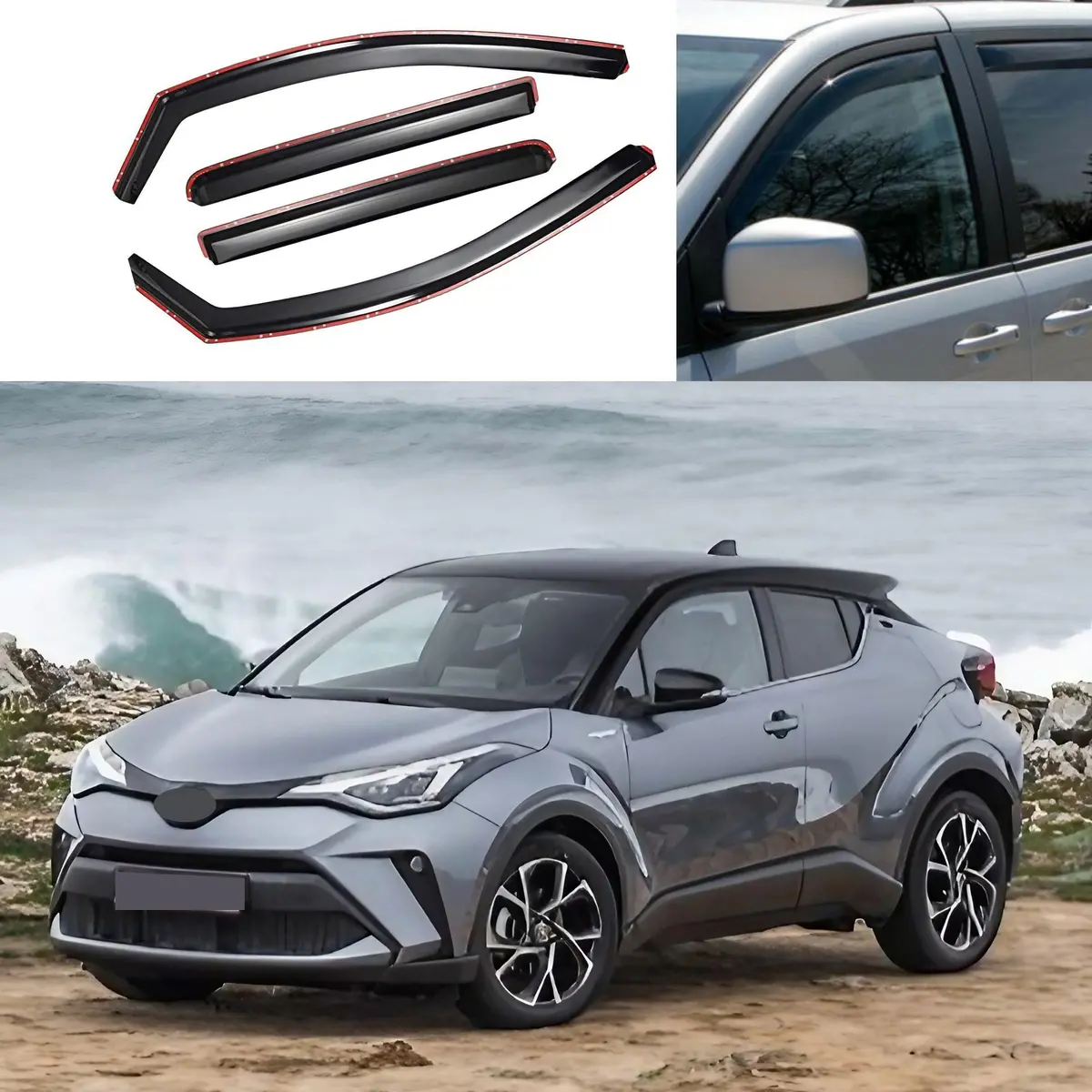 Fit 2018-2021 Toyota Ch-R Chr In-Channel Vent Window Visors Rain Sun Wind Guards Shade Deflectors 1