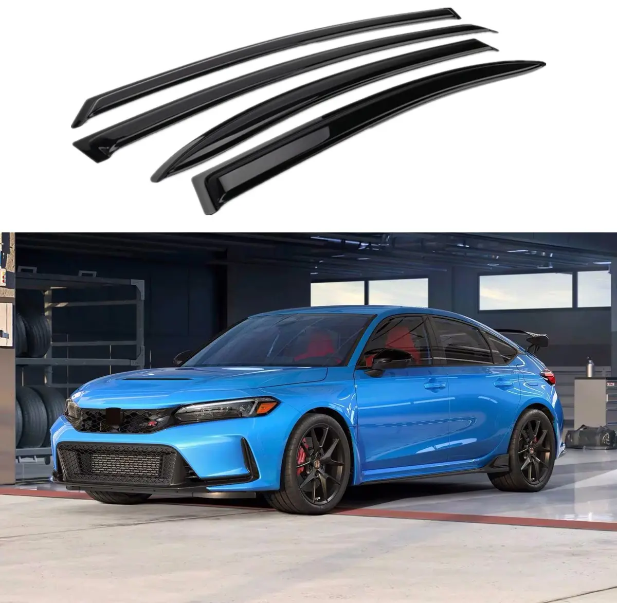 For Honda Civic Hatchback 2020-2026 Window Visors Vent Sun Wind Rain Guards Shade Deflectors 1