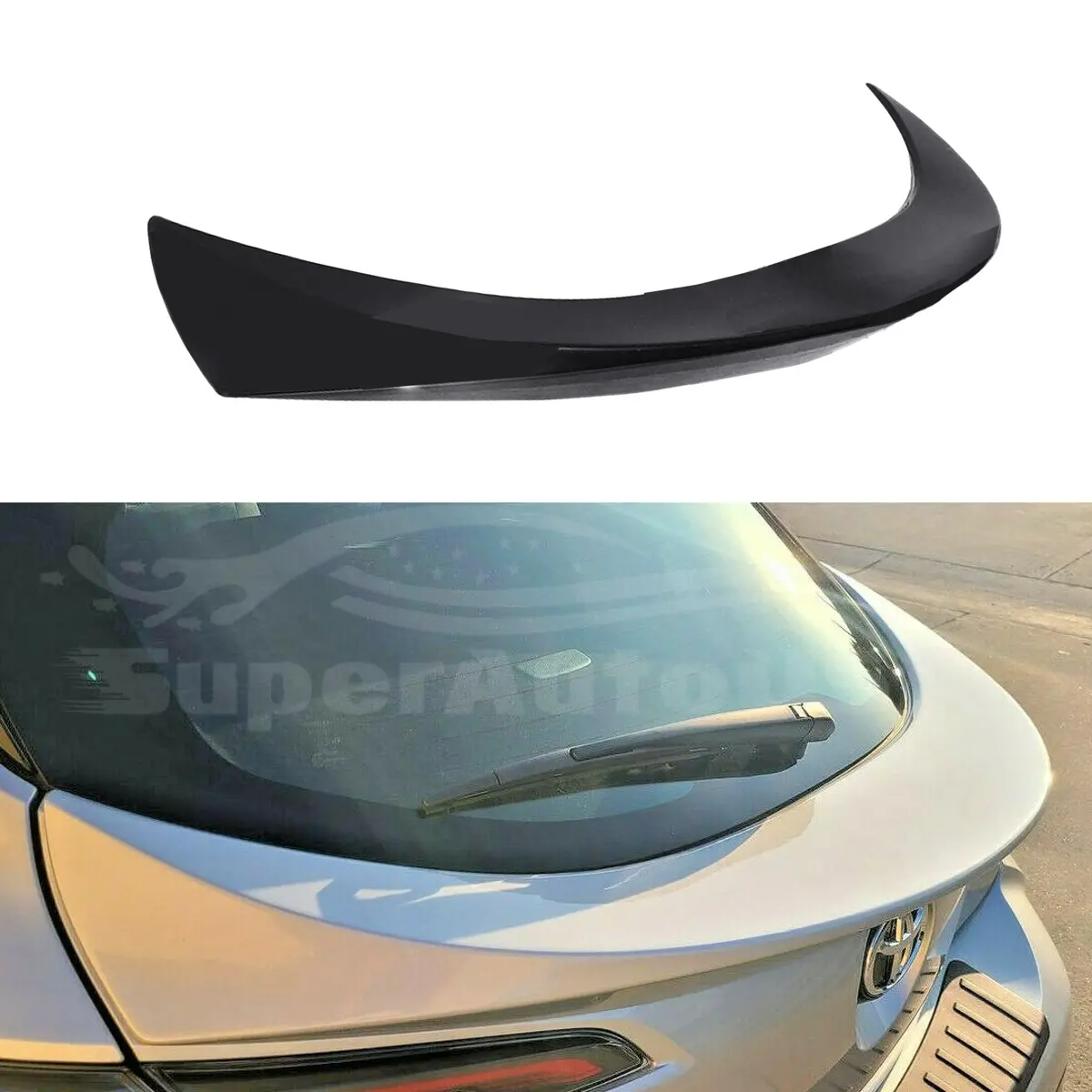 Fit 2019-2022 Toyota Corolla Hatchback Rear Middle Trunk Spoiler (Unpainted / Matte Black) 1