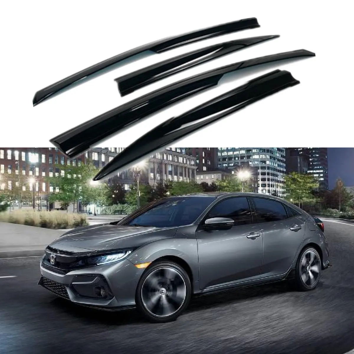Rain Guard & Visors - 3D Mugen Style | Fits Honda Civic ( 2017-2021 ) 1