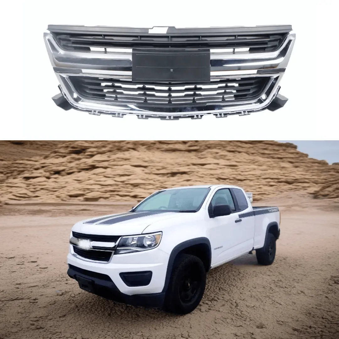 Fits 2015-2020 Chevrolet Colorado Chrome & Black Front Bumper Grill Mesh Grille 1