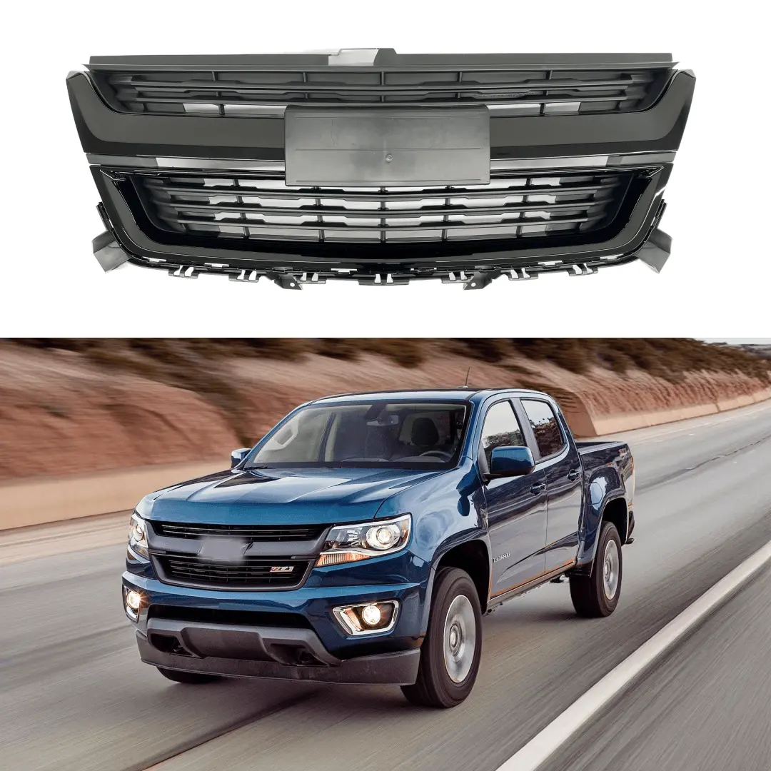 Fits 2015-2018 Chevrolet Colorado Gloss Black Front Bumper Grill Mesh Grille 1