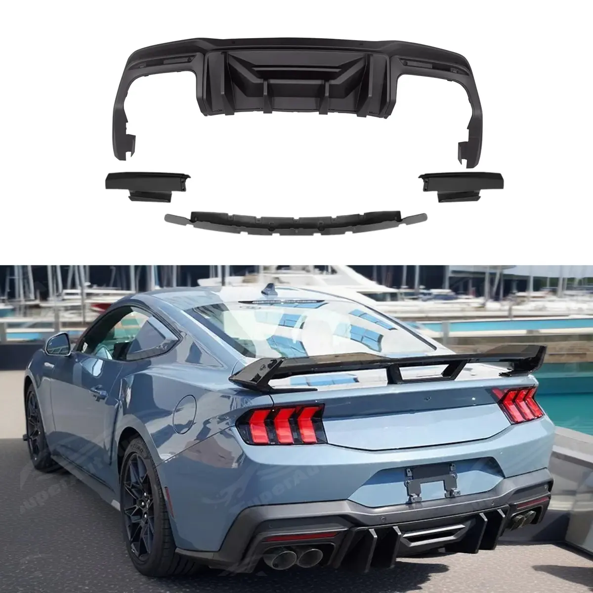Dark Horse Competition Style Rear Diffuser Fit Ford Mustang 2024-2025 All Model 1