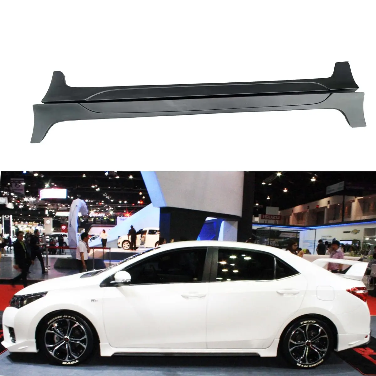 Fit 2014-2019 Toyota Corolla Trd Pro Style Jdm Side Skirts Body Kits (Unpainted Black) 1