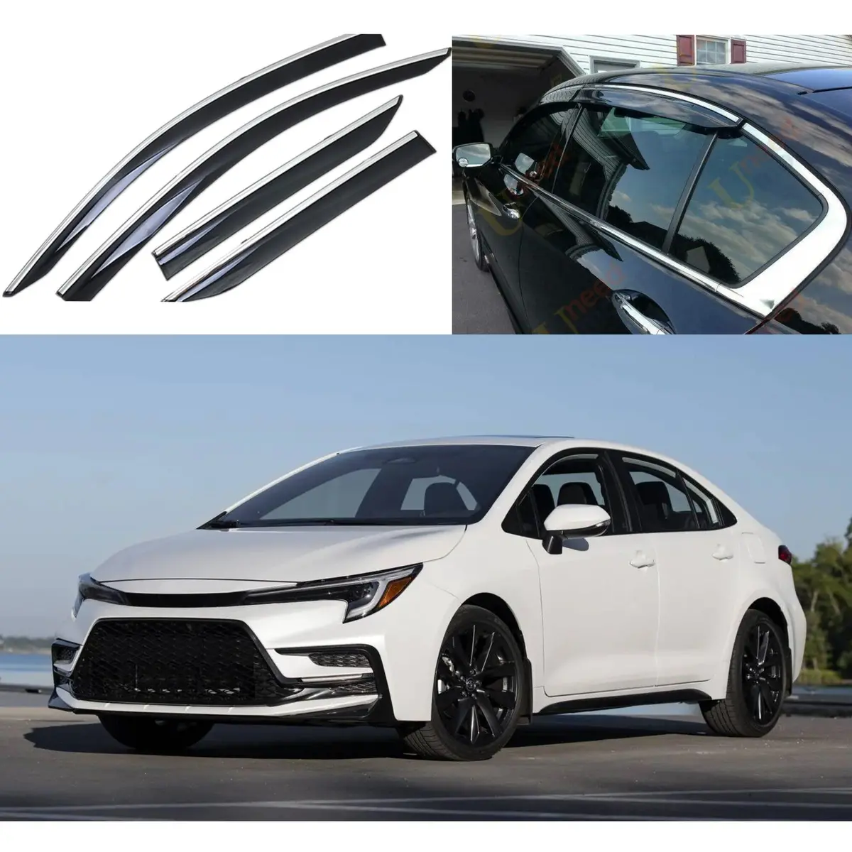 For Toyota Corolla 2020-2026 Chrome Trim Window Visor Rain Wind Guard Shade Deflector 1