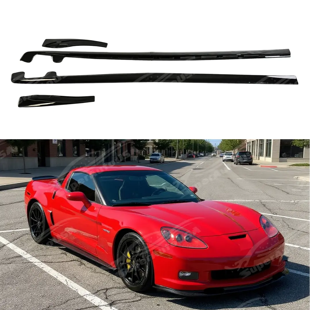 Zr1 Style Gloss Black Side Skirt Rocker Panel For 2005-2013 Chevrolet Corvette C6 1