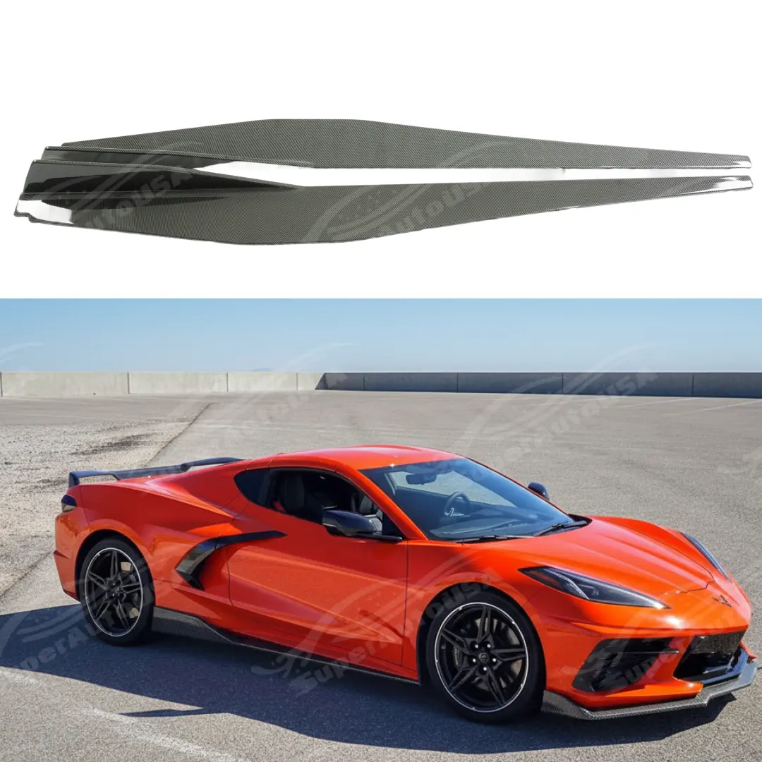 2020+ Chevrolet Corvette C8 Stingray - Z51 Style Side Skirts - Carbon Print 1