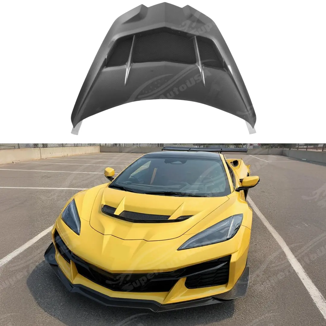 2020+ Chevrolet Corvette C8 - Zr1 Style Carbon Fiber Hood 1