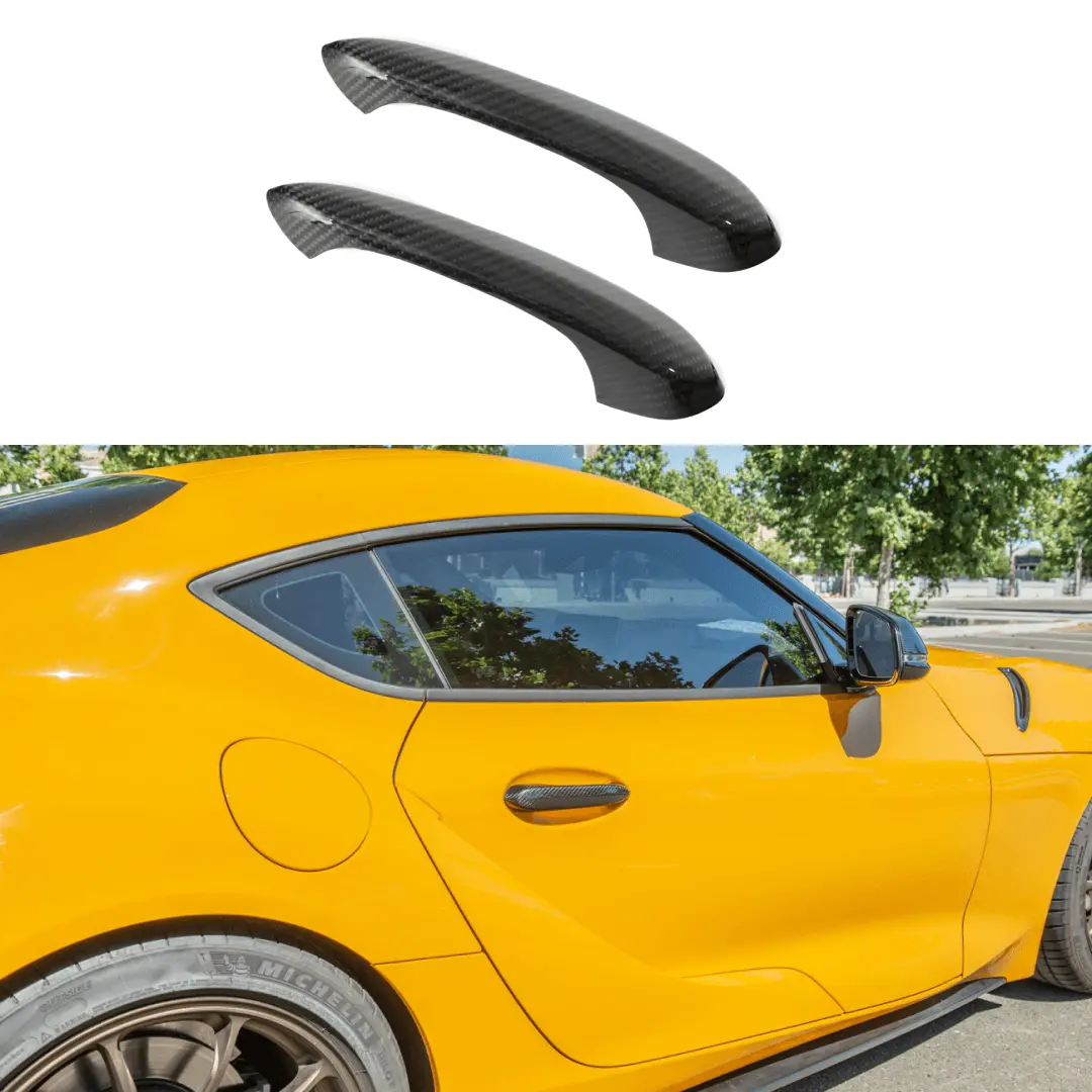 For 2020-Up Toyota Supra Carbon Fiber Side Door Handle Cover 1