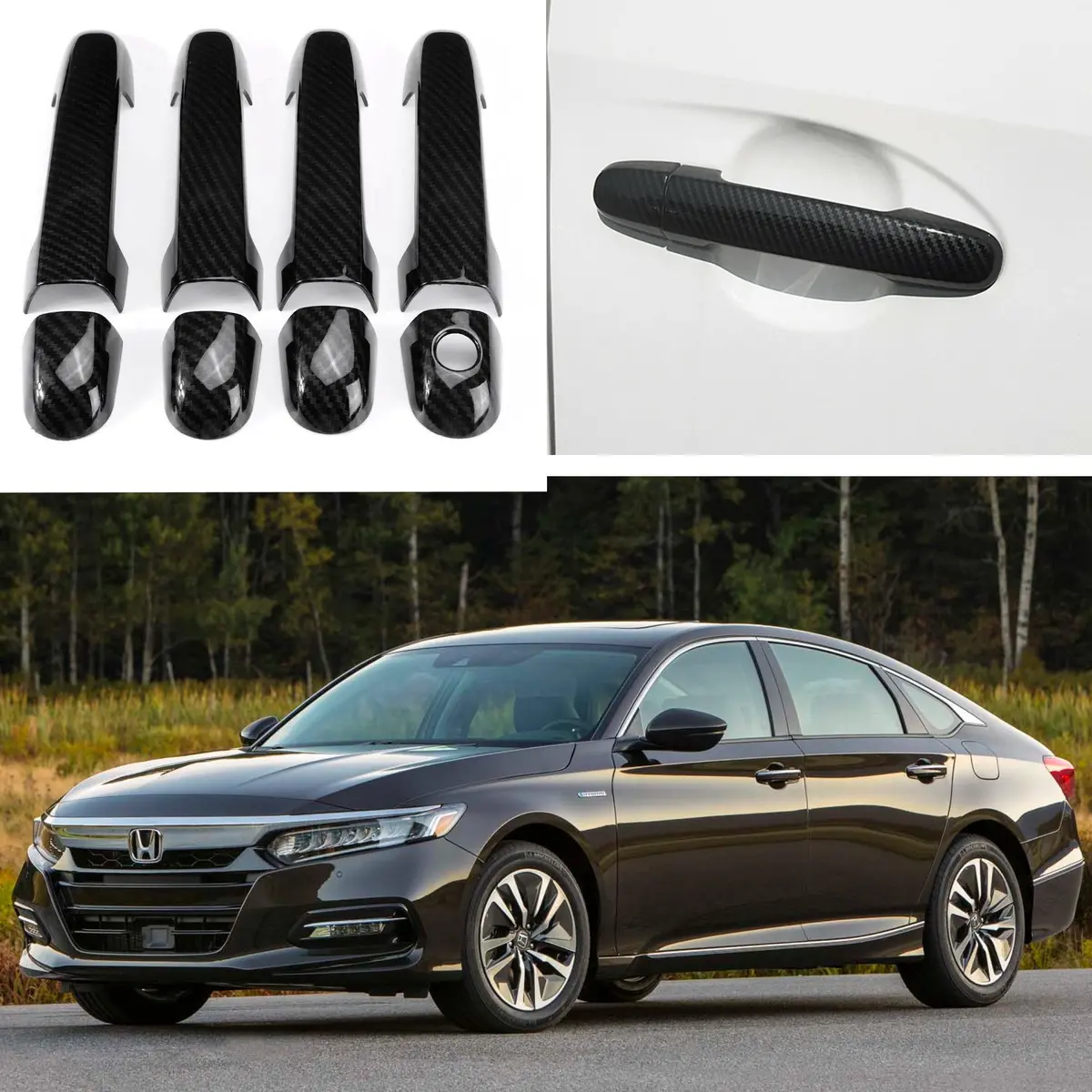 Fit 2018-2023 Honda Accord Side Door Handle Cover Trim (Carbon Fiber Print) 1