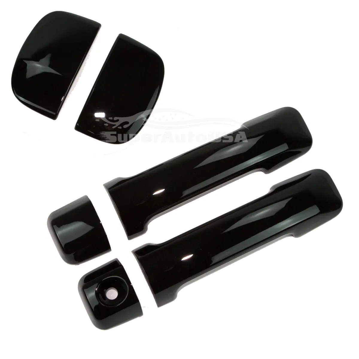 Fit 2007-2021 Toyota Tundra Double Cap Door Handle Covers Trim (Gloss Black, 2-Door) 1
