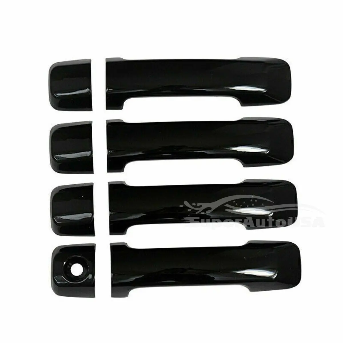 Fit 2007-2021 Toyota Tundra Door Handle Covers Trim (Gloss Black, 4-Door) 1