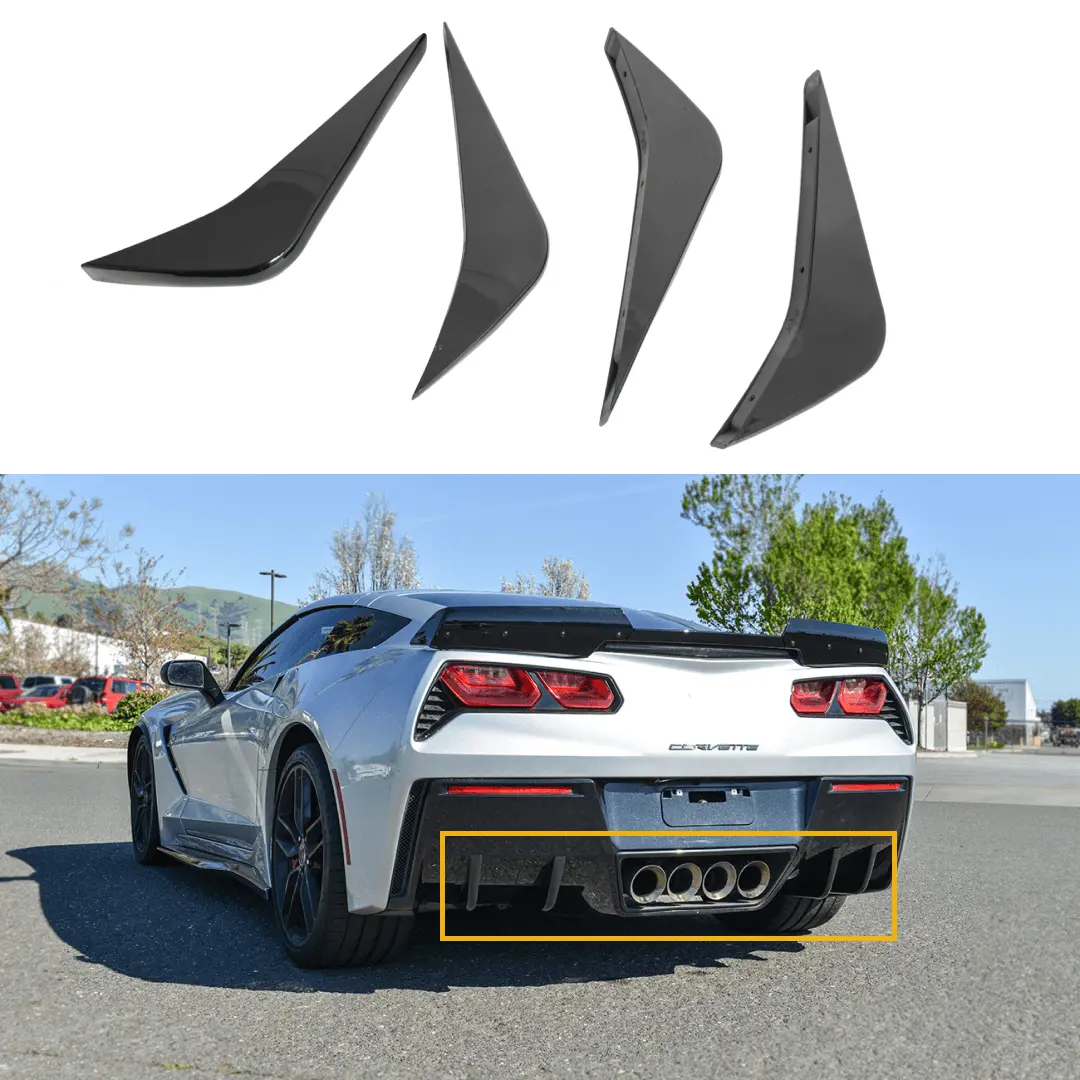 Fits 2014-2019 Corvette C7 Rear Bumper Lower Air Diffuser Fins 1