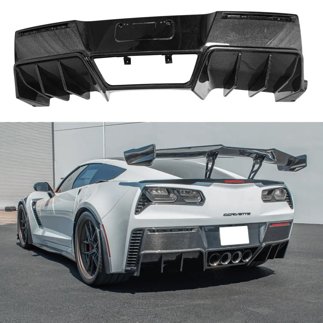 Fits 14-Up Corvette C7 Gm Factory Package Carbon Fiber Rear Bumper Diffuser 1