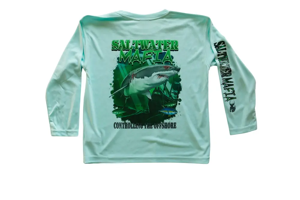 Tacky Jacks "White Shark" Youth Long Sleeve Performance Shirt 1
