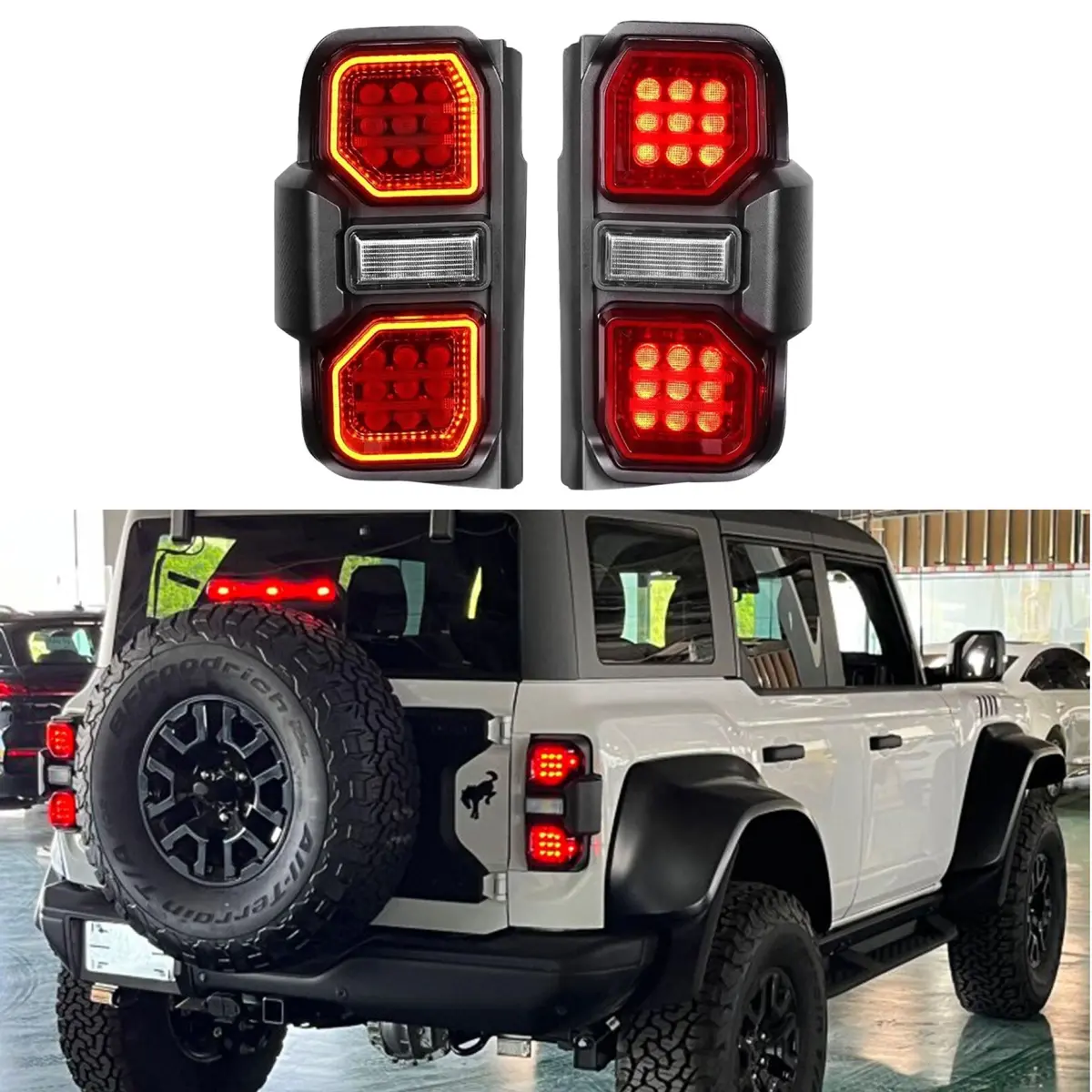 Fits 2021-2024 Ford Bronco Full Led Raptor Style Taillights Sequential Assembly 1