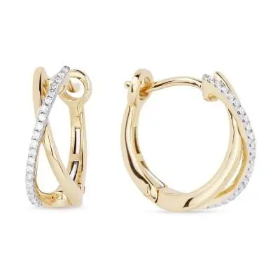 14K Diamond Crisscross Hoop Earrings 1