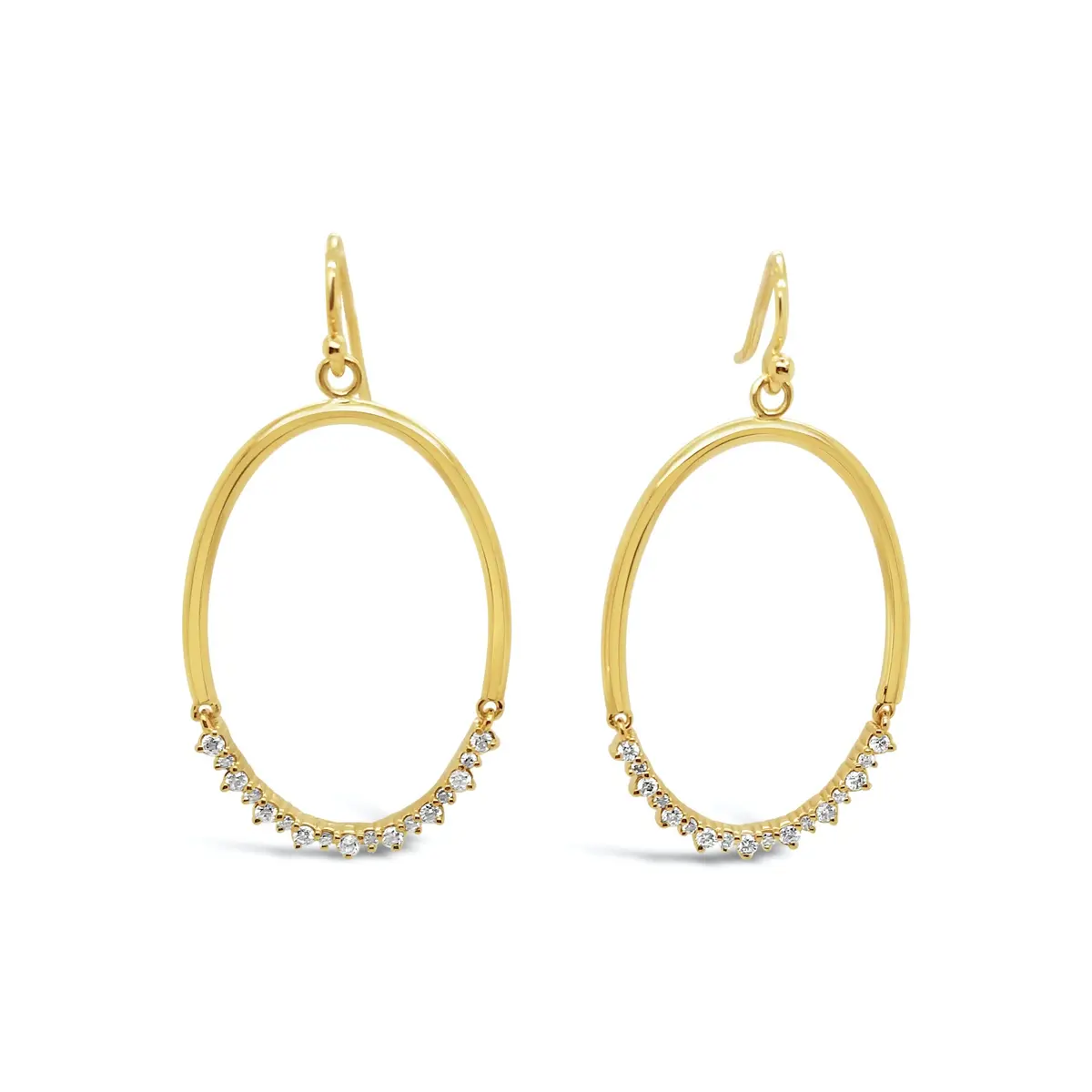 14K Yellow Gold Oval Diamond Dangle Earrings 1