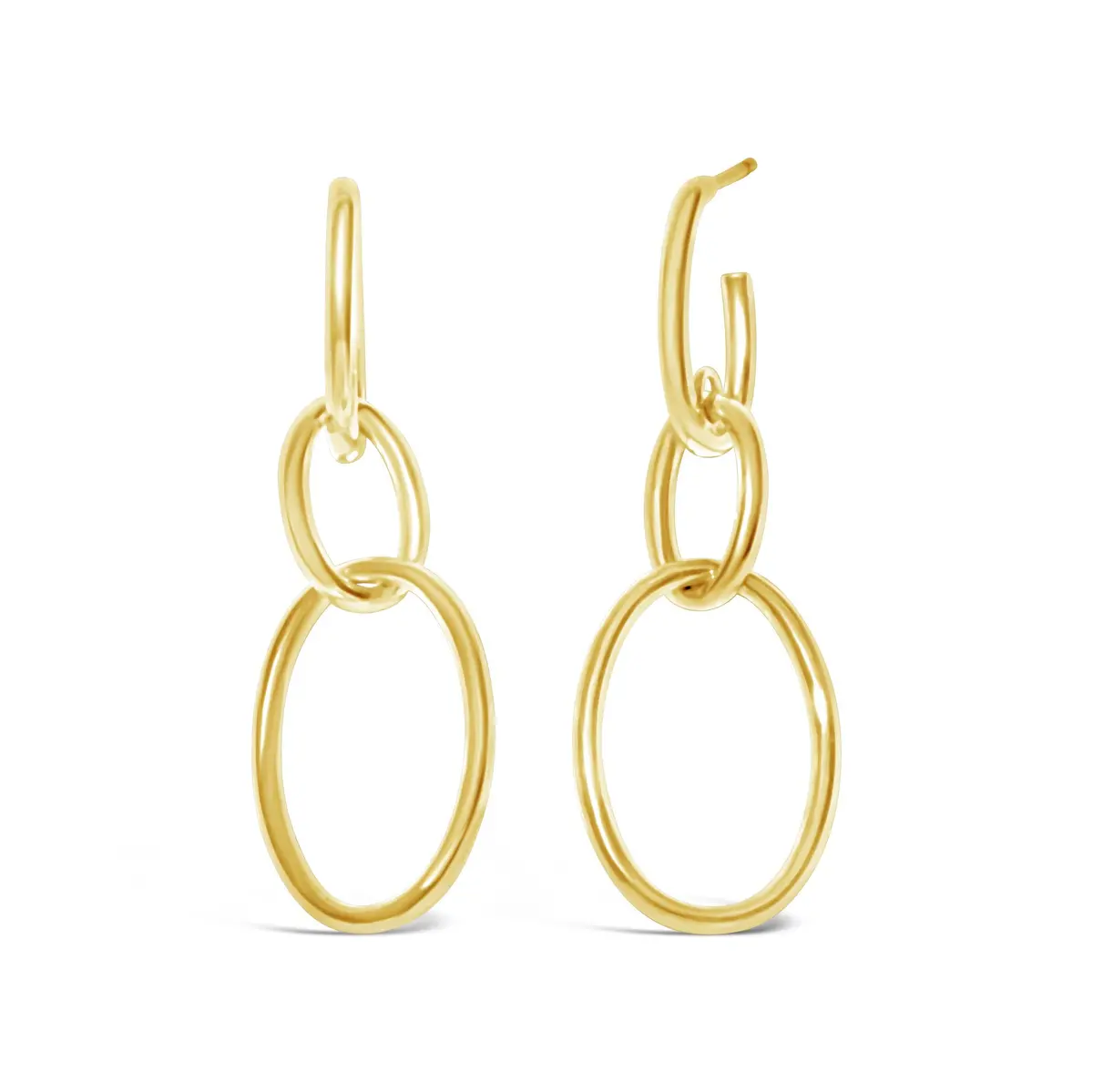 14K Yellow Gold Tubular Drop Earrings 1