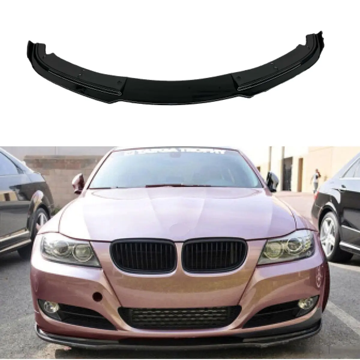 Fits 2009-2012 Bmw 3 Series E90 Mp Style Glossy Black Front Bumper Lip Spoiler 1