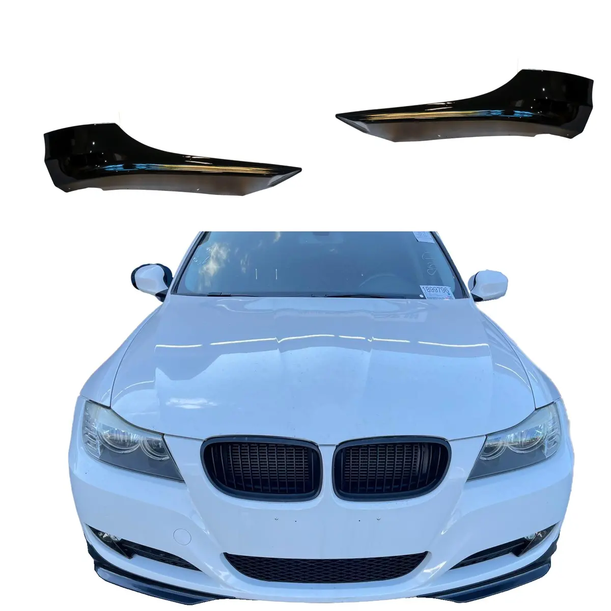 Fits 05-08 Bmw E90 3-Series 4Dr Sedan Gloss Black Oe Style Front Lip Splitters 1