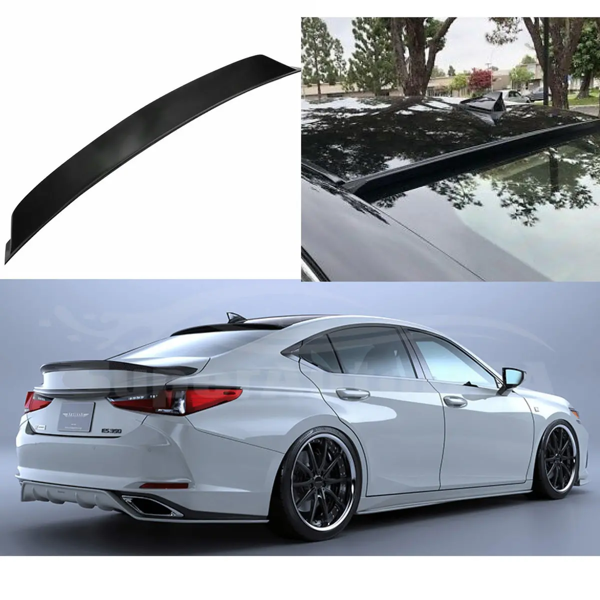Fit 2013-2018 Lexus Es350 Abs Black Rear Roof Window Visor Spoiler 3D Jdm 1