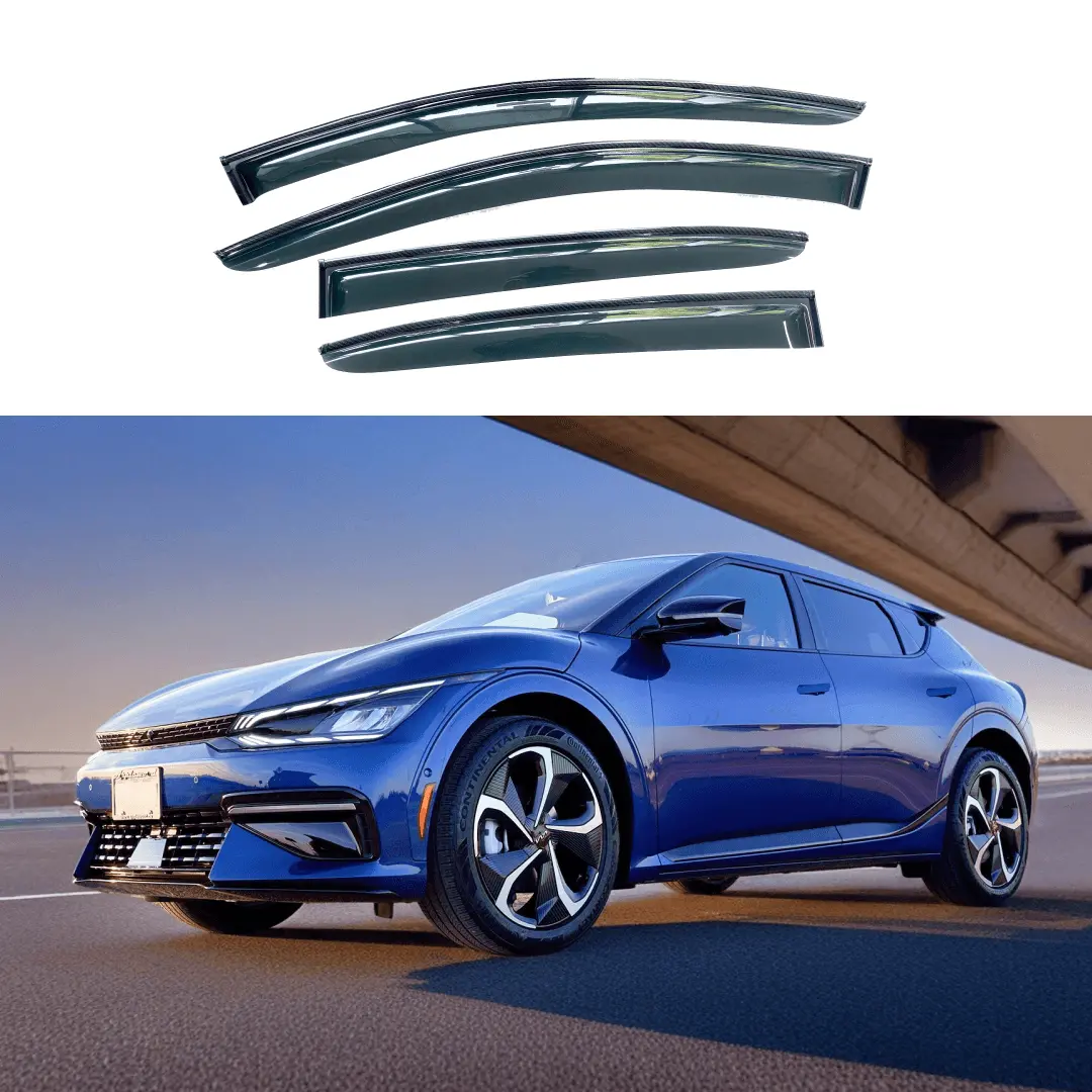 Fits 2022-2025 Ev6 Carbon Fiber Print Trim Rain Guards Window Visors 1