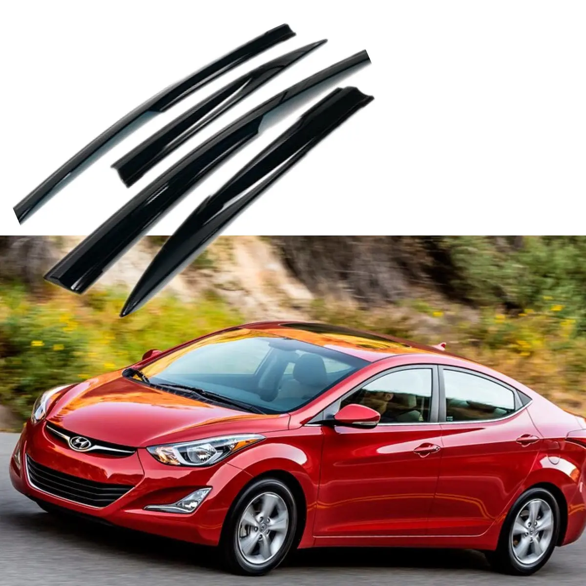 For Hyundai Elantra 2011-2016 3D Mugen Style Vent Window Visors Rain Sun Wind Guards Shade Deflectors 1