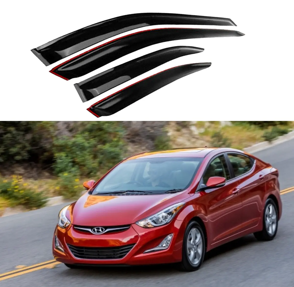 For Hyundai Elantra 2011-2016 Oe Style Vent Window Visors Rain Sun Wind Guards Shade Deflectors 1