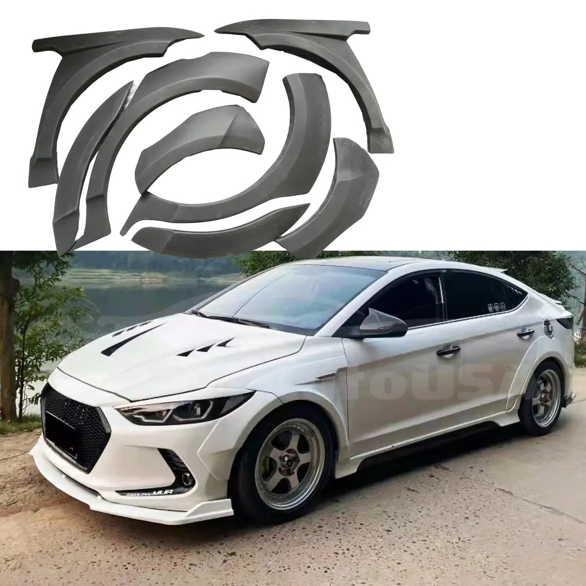 For Hyundai Elantra 2017-2020 Unpainted Matte Black Arche Wide Body Fender Flare 1
