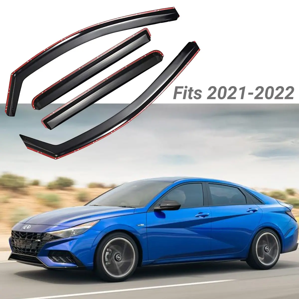 For Hyundai Elantra 2021-2022 In-Channel Vent Window Visors Rain Sun Wind Guards Shade Deflectors 1