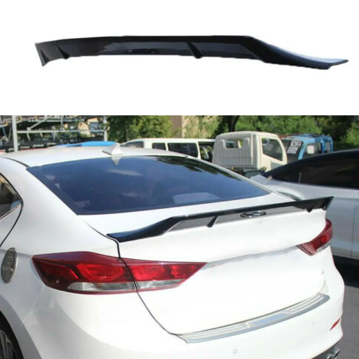 For Hyundai Elantra 2017-2020 Jdm Mugen Rear Trunk Spoiler Wing Lid (Gloss Black) 1