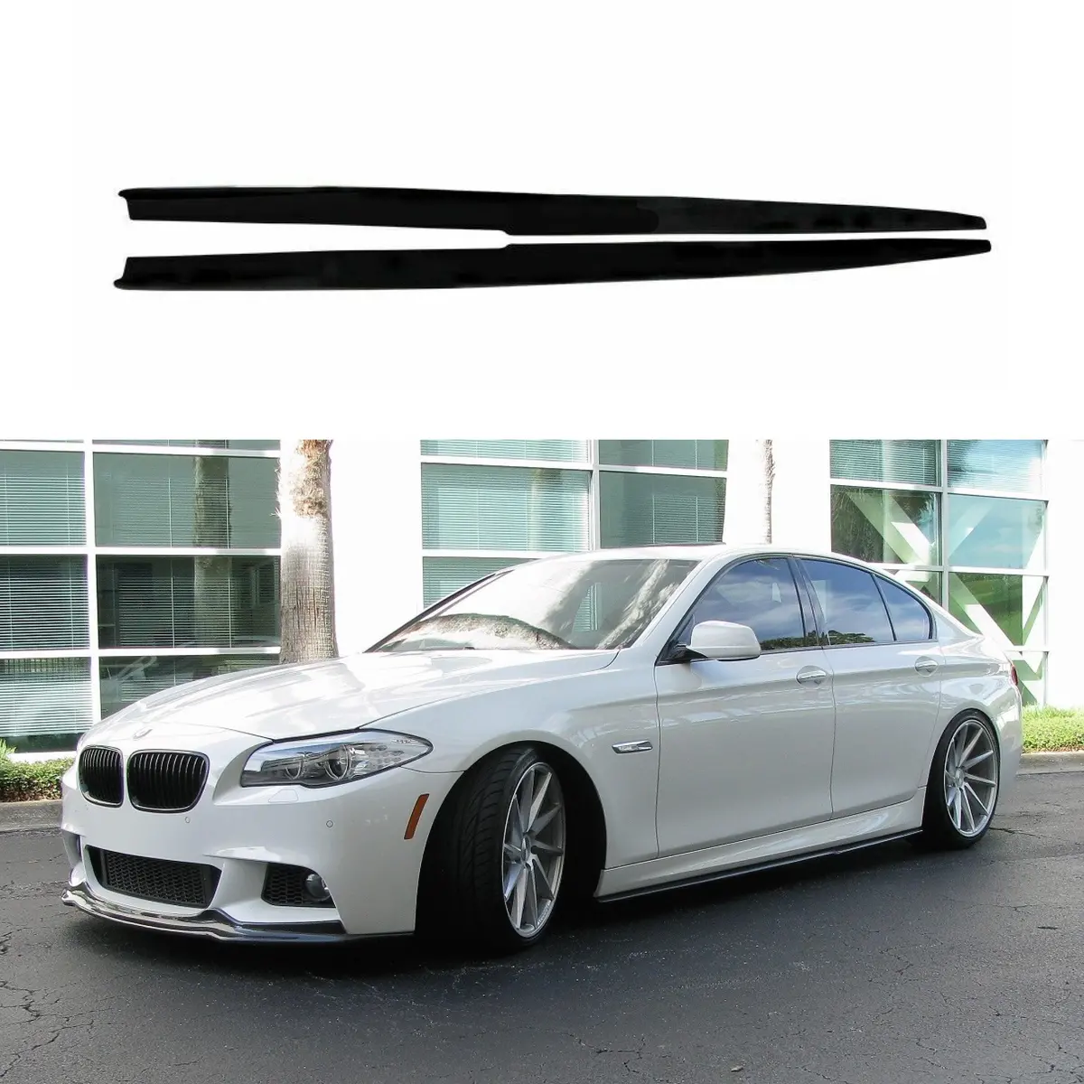 For 11-16 Bmw 5 Series F10 F11 M5 Sedan Black Unpainted Side Skirt Extension Spoiler 1
