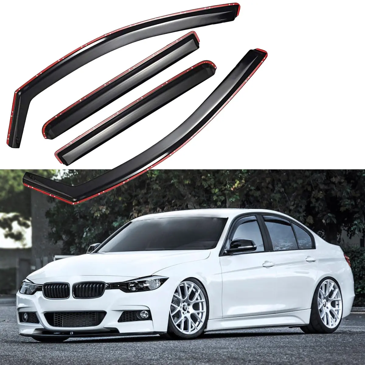 Fit 2012-2018 Bmw F30 3 Series In-Channel Vent Window Visors Rain Sun Wind Guards Shade Deflectors 1