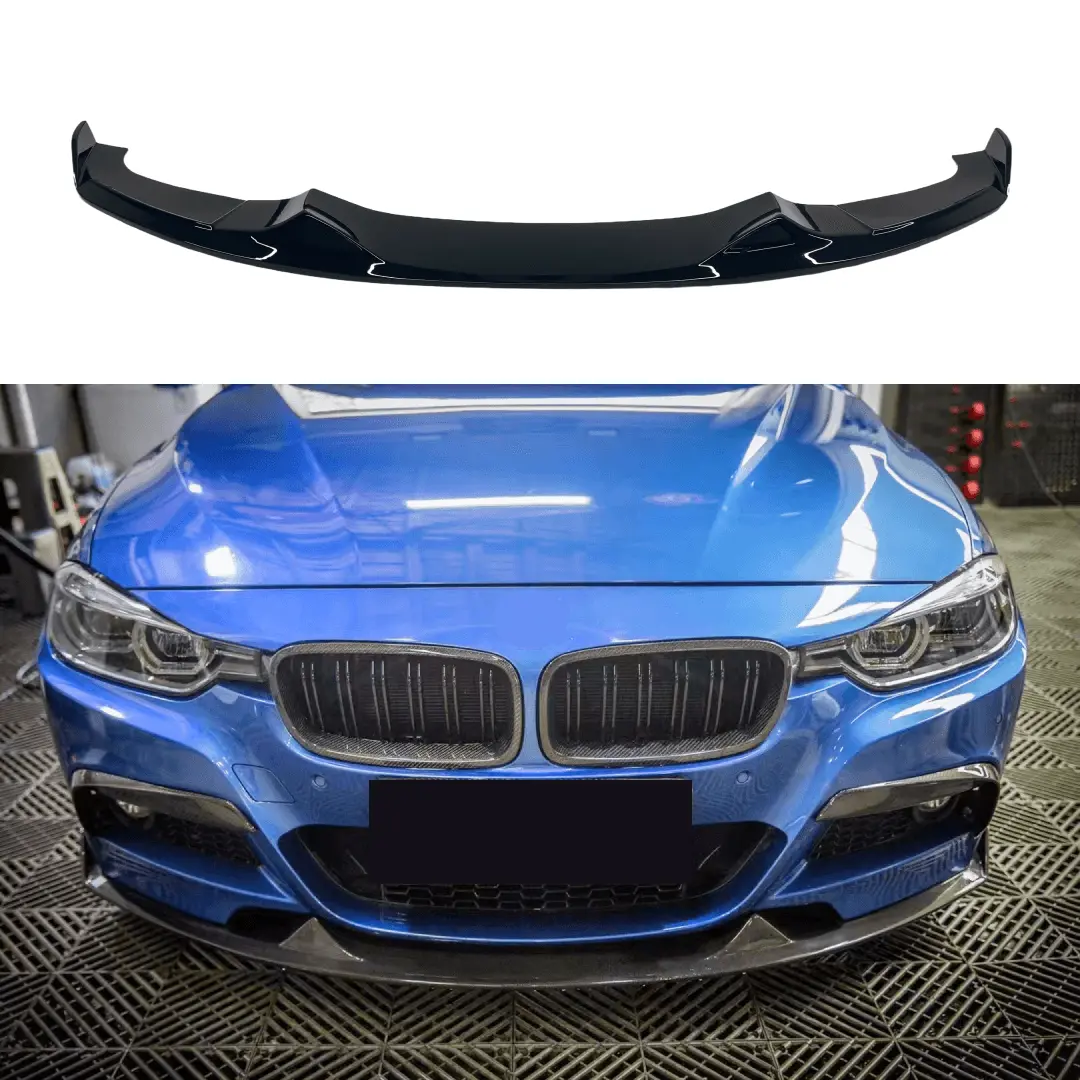 Fits 2012-2019 Bmw 3-Series F30 M Sport Gloss Black Front Bumper Lip Spoiler 1