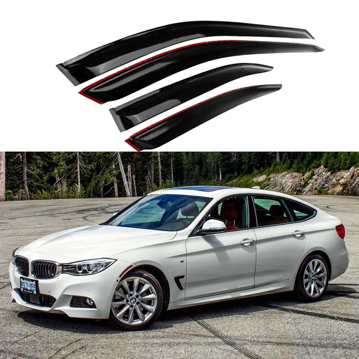 Fit 2012-2018 Bmw 3 Series F30 Out-Channel Vent Window Visors Rain Sun Wind Guards Shade Deflectors 1